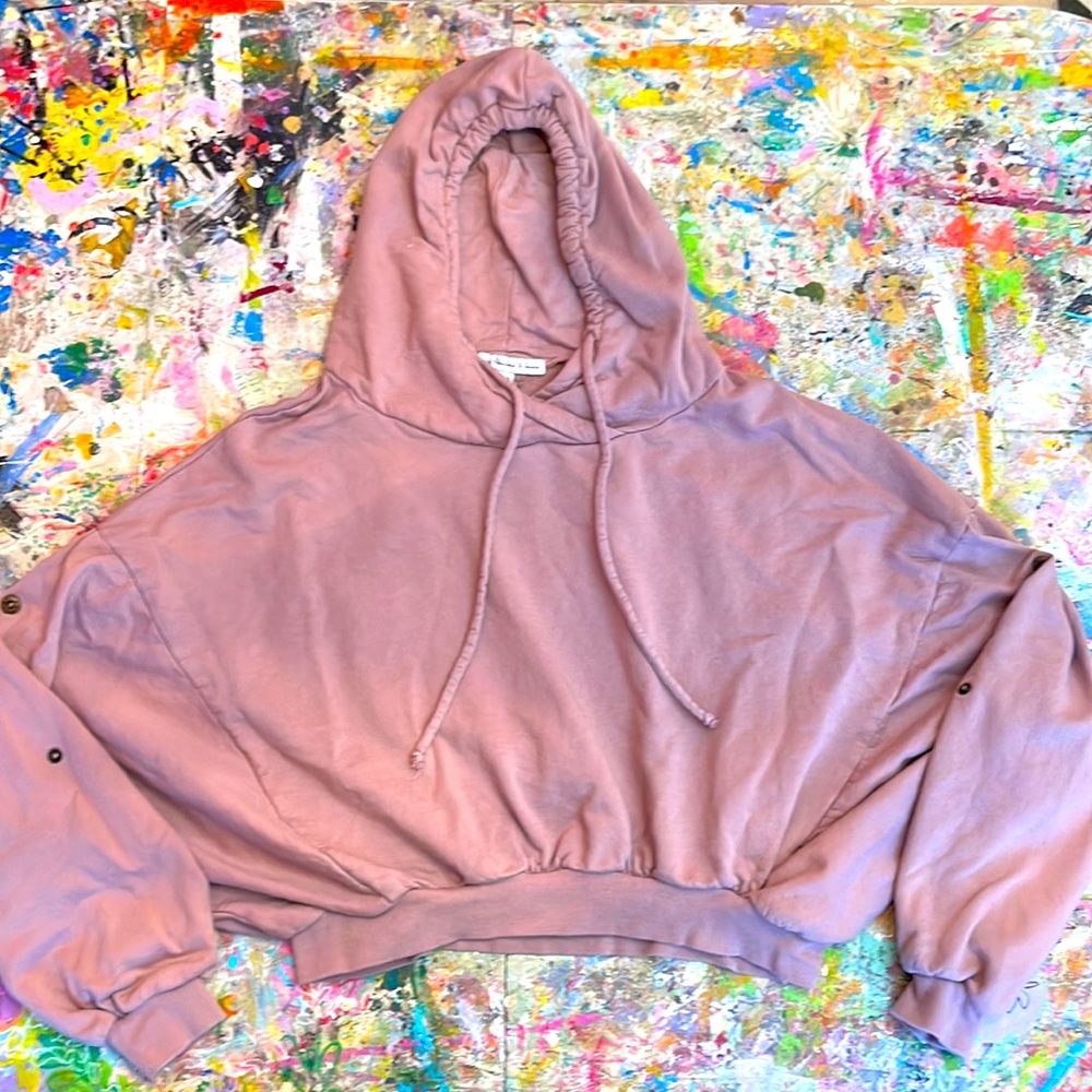 YOUNG FABULOUS & BROKE mauve/ dusty rose cropped baggy hoodie M/L